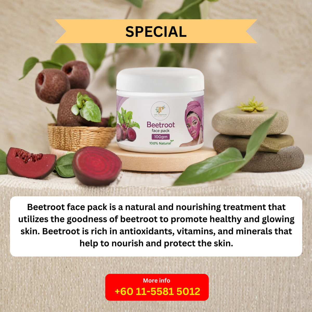 Beetroot face pack - 100gm
