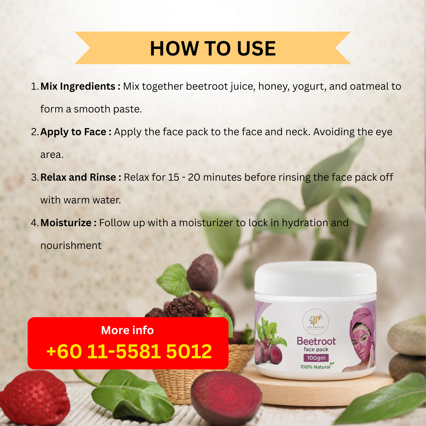 Beetroot face pack - 100gm